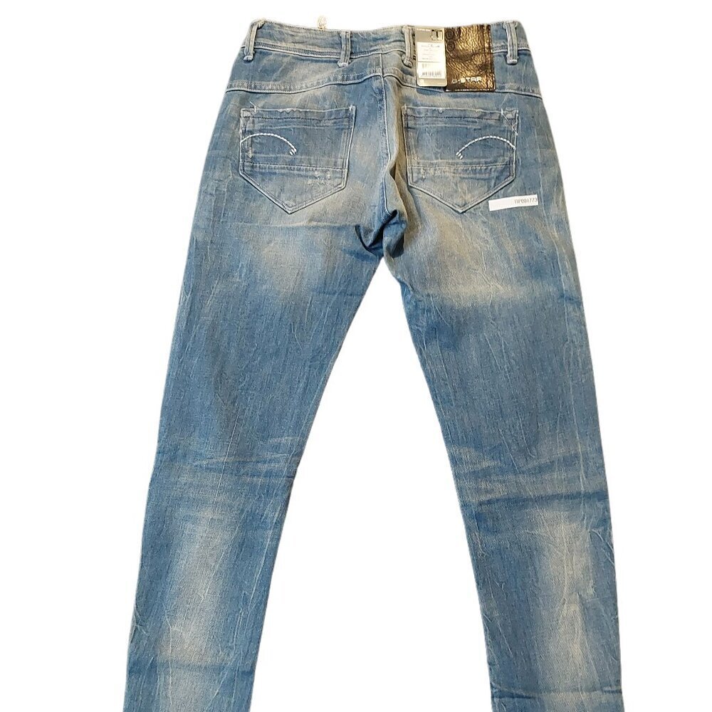 Retro Vintage G-Star Raw Refender Aged Destroyed Skinny Jeans Pants Sz 25 NWT - Picture 6 of 13